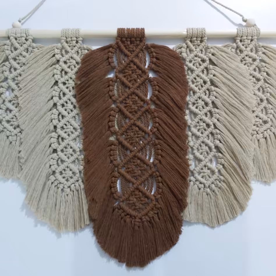 دیوار اویز پنج برگ مکرومه55×71