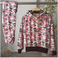 هودی شلوار اسپرت،جنس مخمل کوبیده،طرح ارتشی،رنگ صورتی،کار وارداتی با کیفیت و دوخت عالی در دو سایز  40 و 46 برند koton