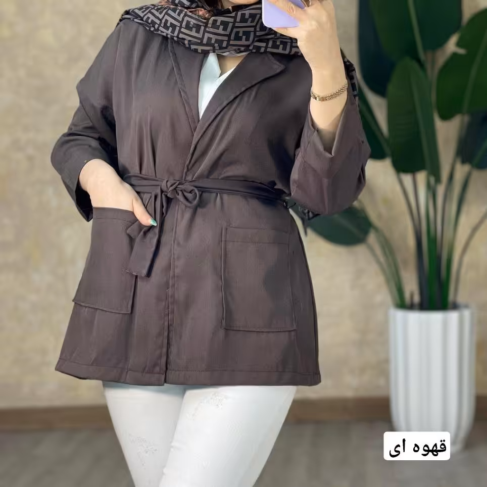 کت دو جیب جنس کتان مرغوب فری سایز 38 تا 46    