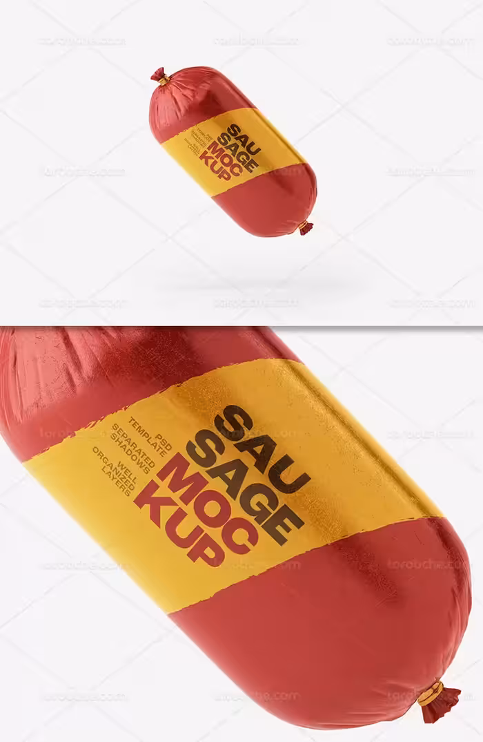 موکاپ بسته بندی سوسیس PSD | گرافیک با طعم تربچه