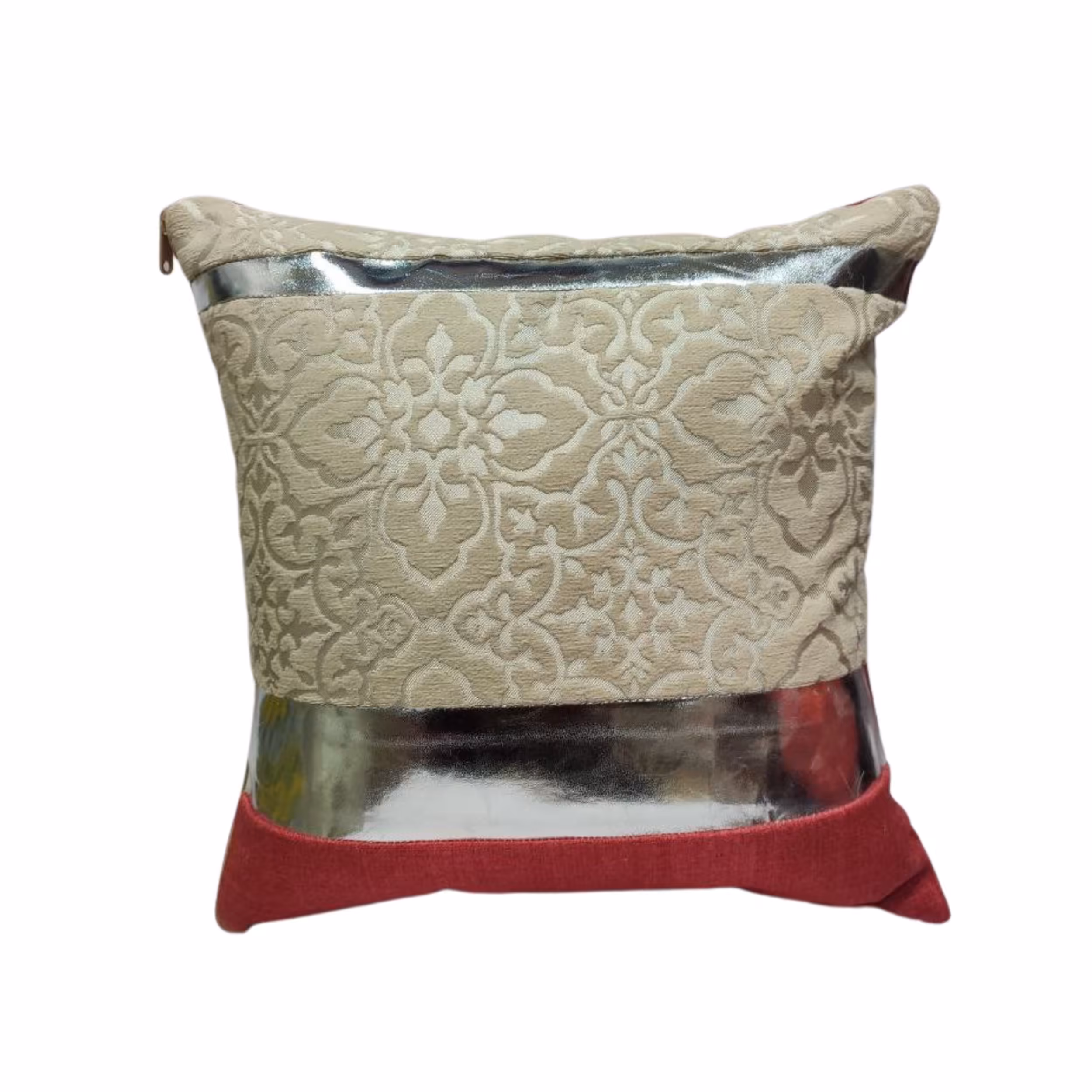 کوسن مخمل طرحدار و ساده 40 در  40 با پشت کوسن قرمز