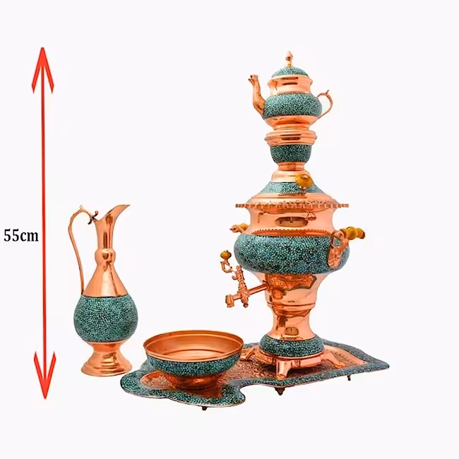 سرویس سماور فیروزه کوب 3 لیتری 55 سانتی