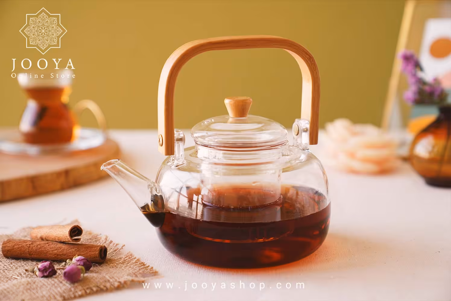 قوری پیرکس دسته بامبو ماهلین