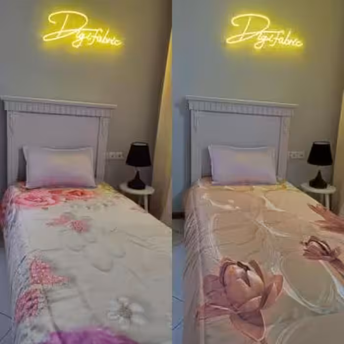 لحاف یک نفره طرح گل سه بعدی طلایی