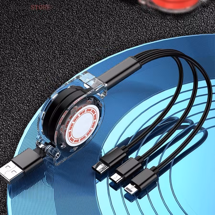 کابل فست شارژ USB جمع شو 3in1