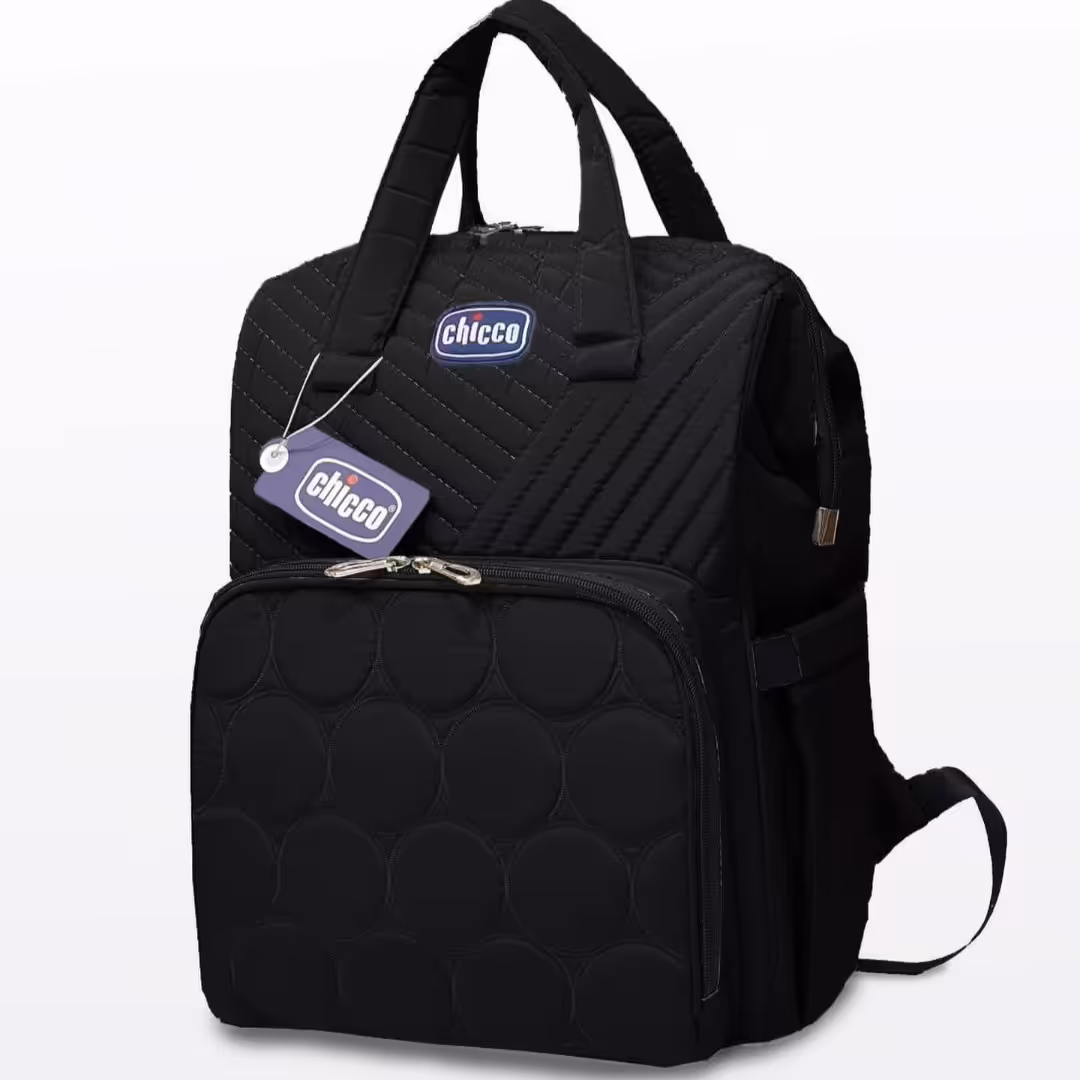 ساک لوازم کودک مارک چیکو دایره ی جنس کتان پارچه ای 