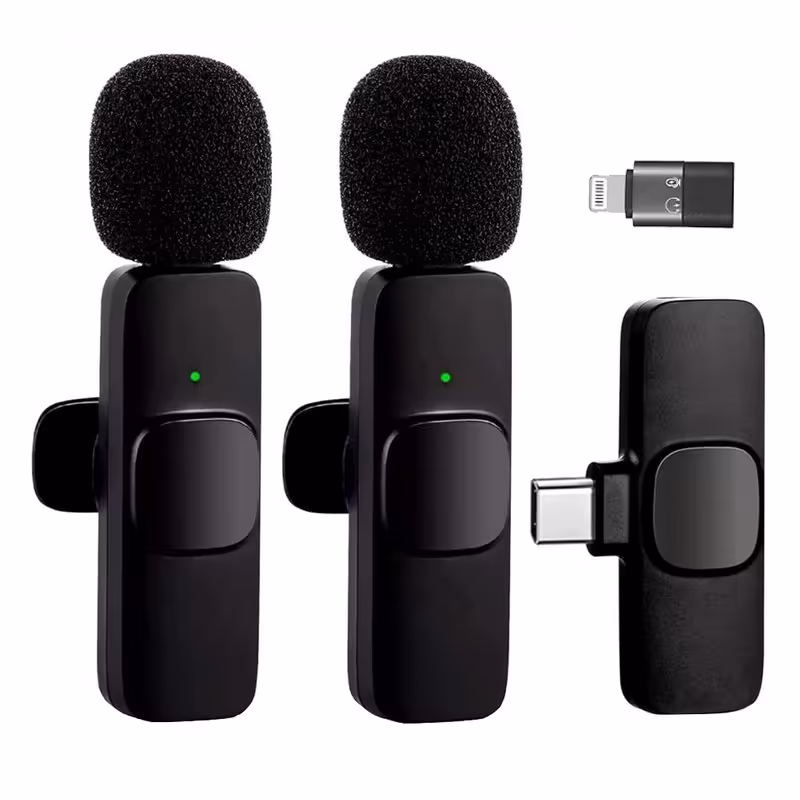 میکروفن یقه ای بی سیم مدل K9 Dual  بسته 2 عددی (درگاه Type-C به همراه تبدیل آیفون)