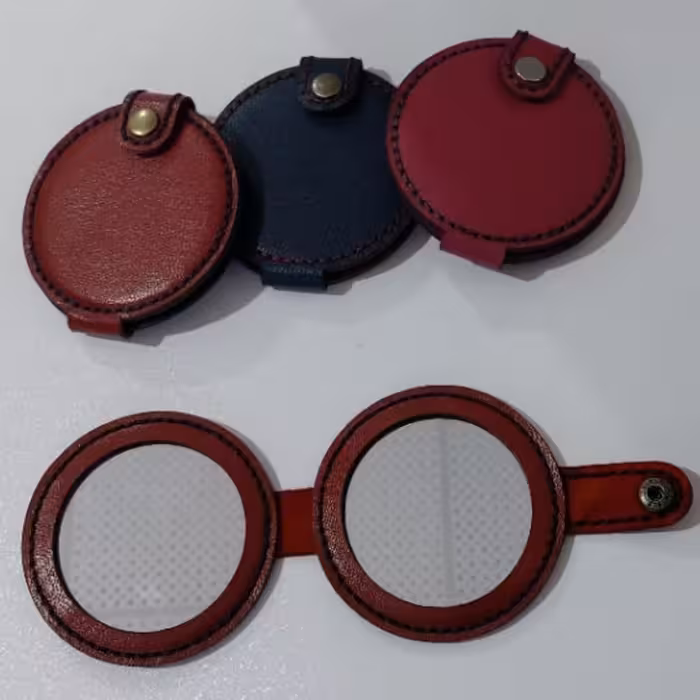 آینه های دوتایی چرم طبیعی  کاملا دستدوز  دوخته شده با رنگ های زیبا برای خانم های خوش سلیقه و خاص