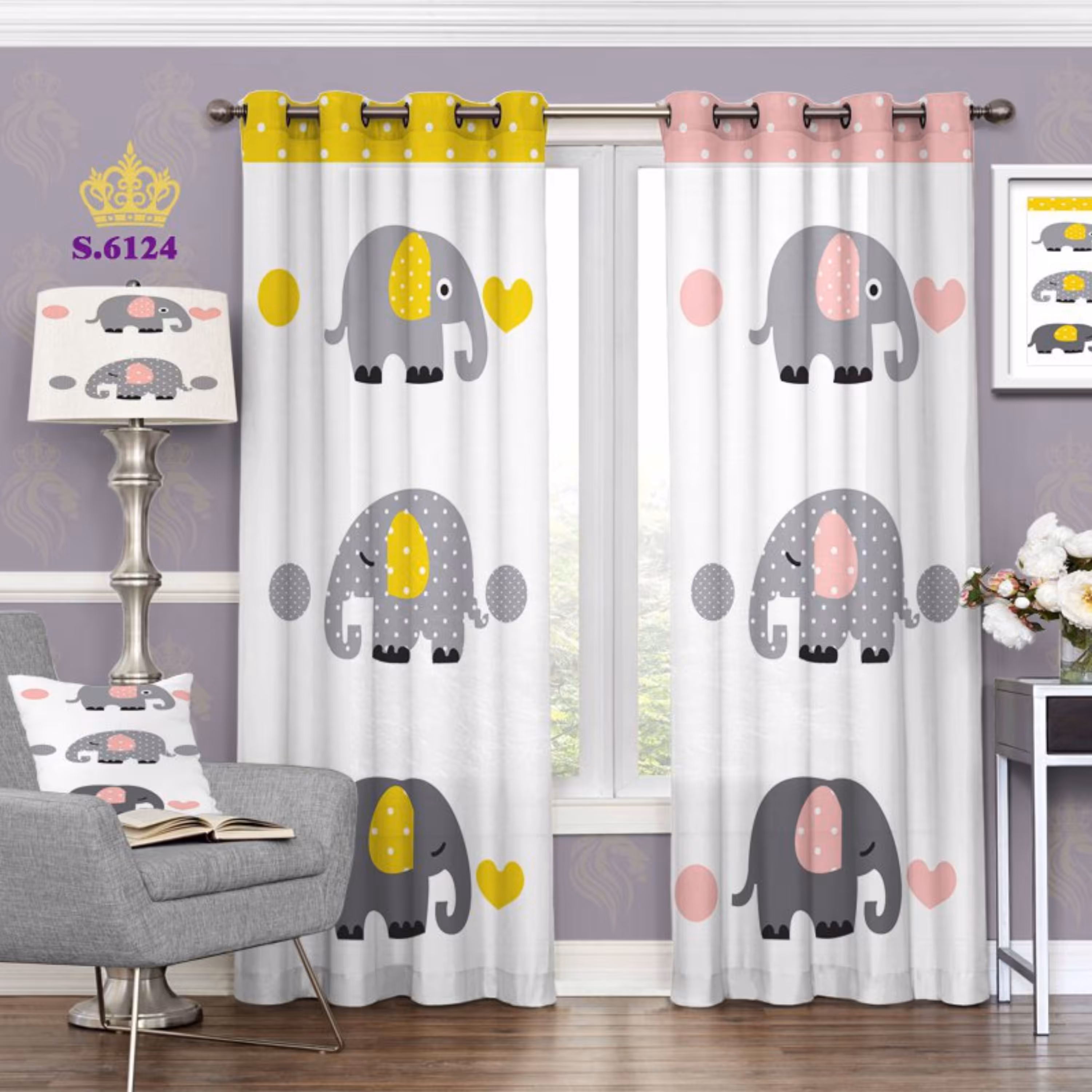 پرده اتاق کودک -طرح فیل ( سری 2 )