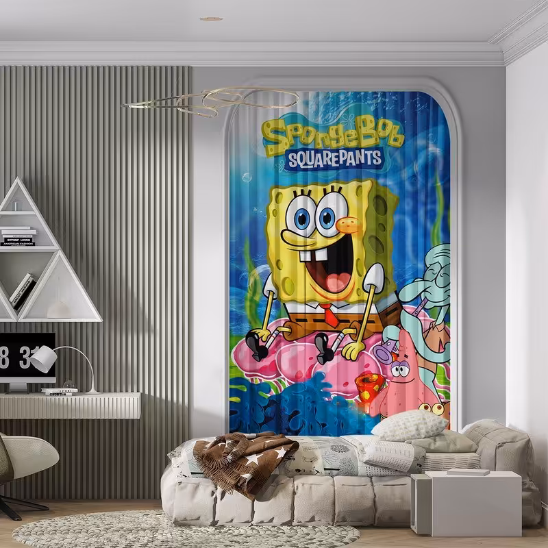 پرده پانچی طرح کودک سایز 140 در 280 جنس هازان کد345