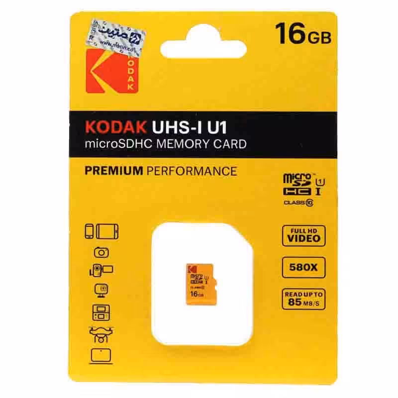 رم میکرو 16 گیگ کداک KODAK UHS–I U1 CLASS 10 سرعت 85MB/s