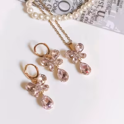 نیم ست جواهری استیل طرح پروانه