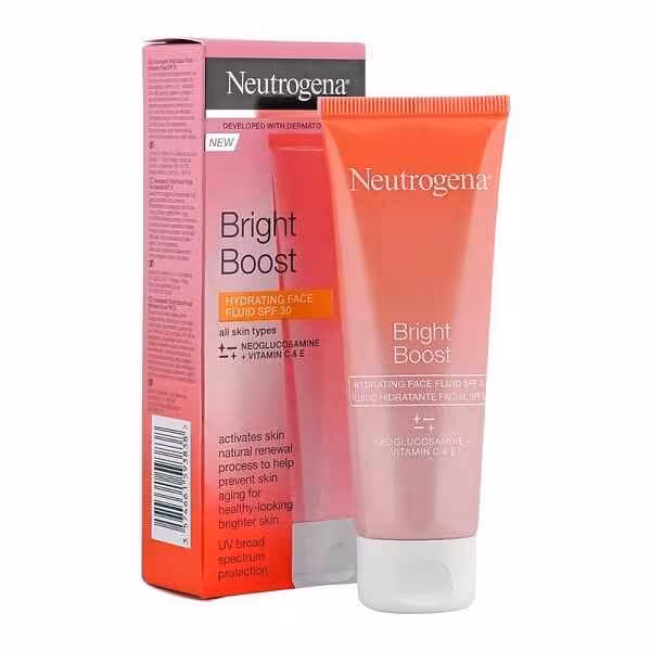 فلوئید ضد آفتاب و روشن کننده نیتروژنا Neutrogena مدل برایت بوست Bright Boost حجم 50 میل | حاوی ویتامین C و E