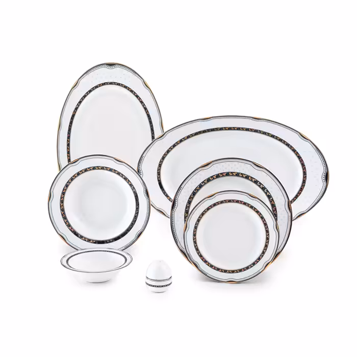 سرویس چینی زرین طرح پرشیا سرمه ای 28 پارچه