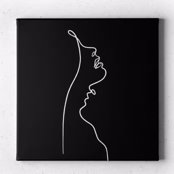 تابلو  بوم عاشقانه سبک مینیمال کارشده با رنگ اکرولیک 