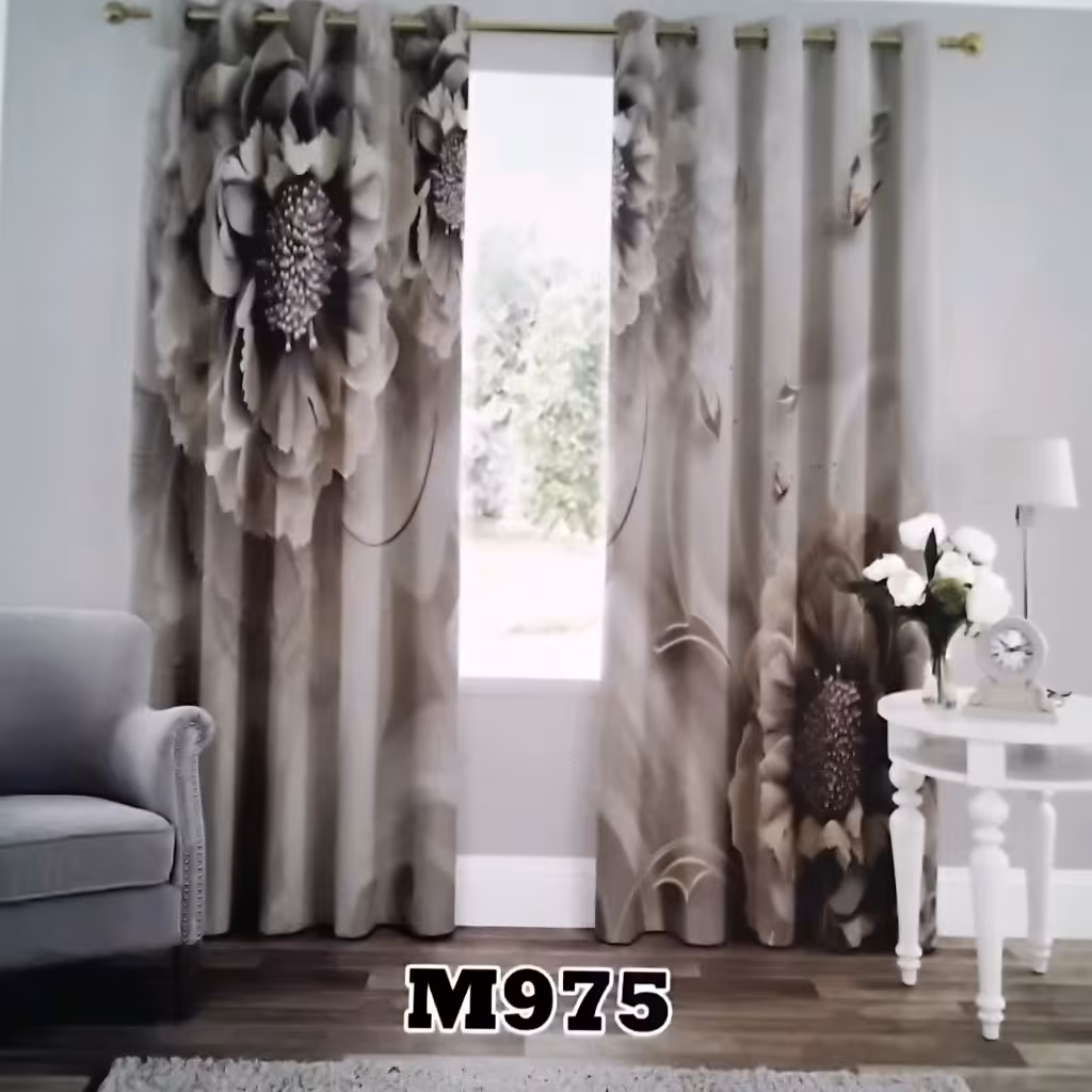 پرده چاپی  پانچ  دو  قواره  طرح گل  کد m975 (پس کرایه)