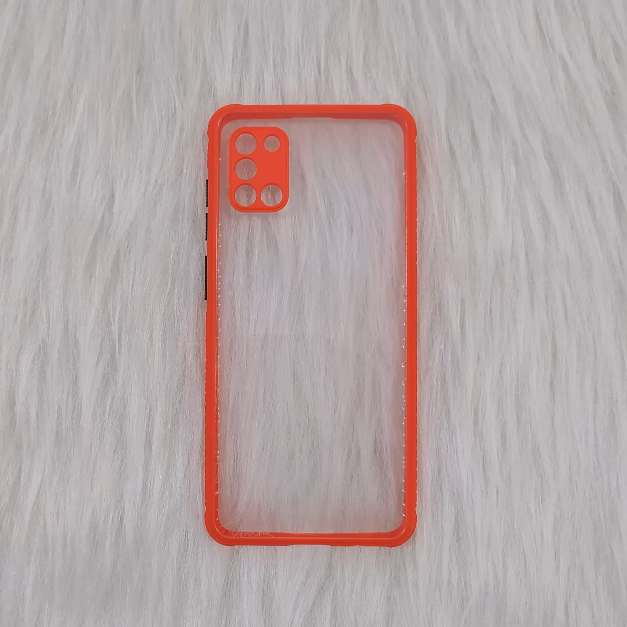 گارد سامسونگ A31 شفاف دور سیلیکون رنگ قرمز محافظ لنز دار 