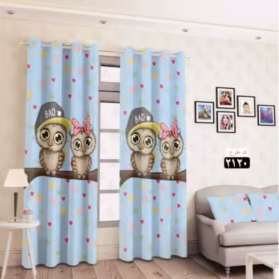 پرده تصویری طرح جغد ها دوست های قشنگ