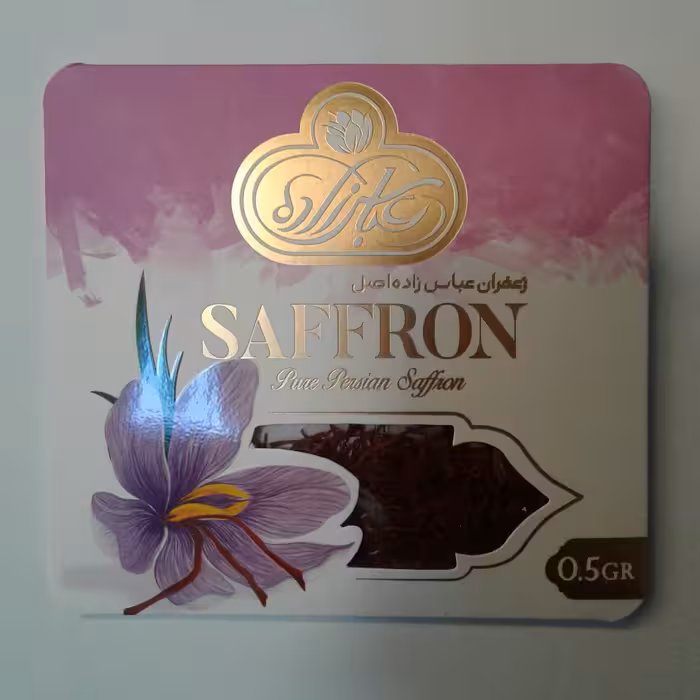 زعفران عباس زاده اصل نیم گرم پاکتی با علامت استاندارد و بهداشت