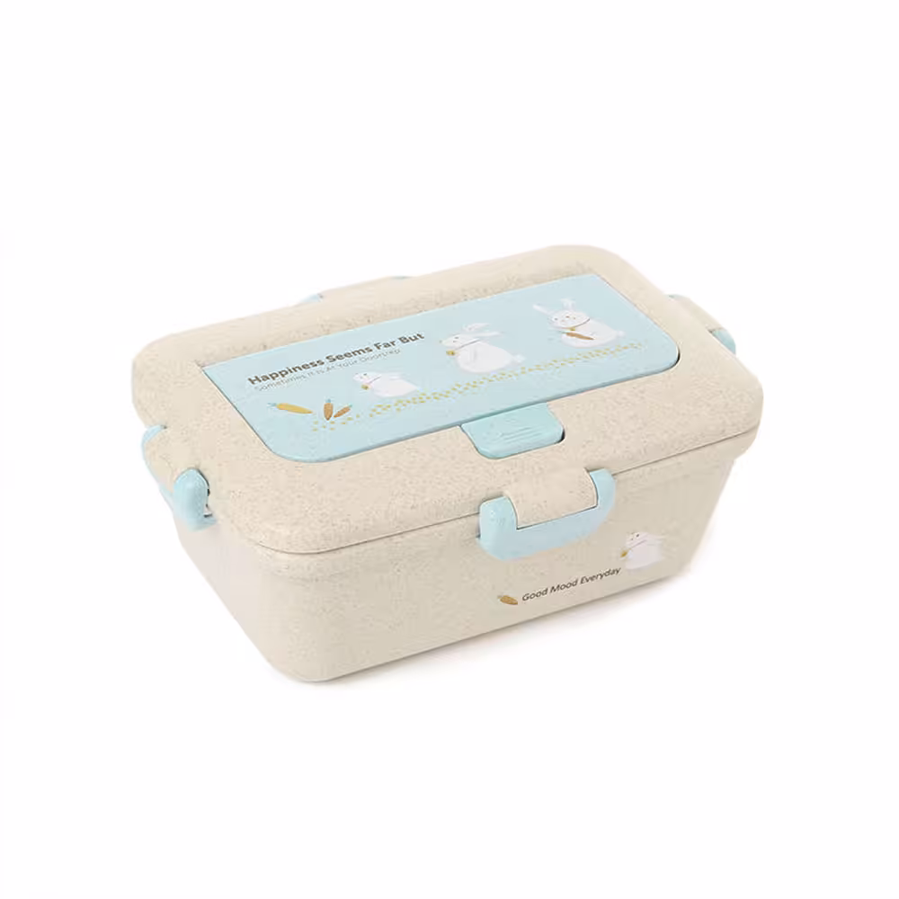لانچ باکس 3 تکه بامبو bamboo طرح خرگوش آبی