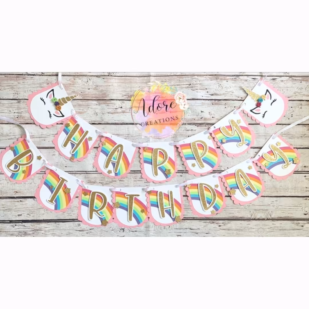 ریسهhappy birth day تم تولد دستسازه گیفت برجسته تم تک شاخ (یونیکورن)