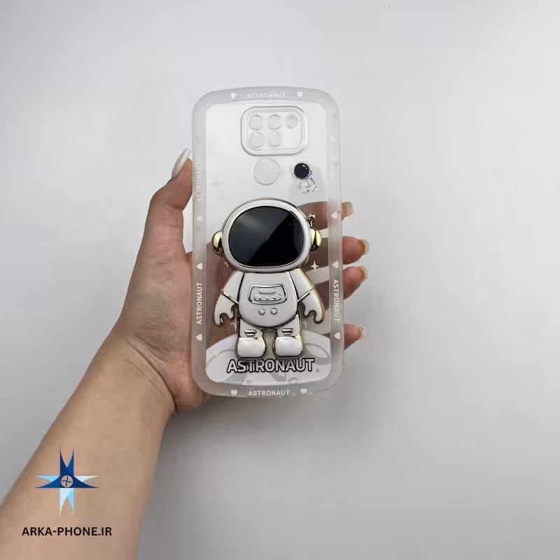 قاب گوشی Redmi Note 9 شیائومی طرح دار شفاف فضایی وپاپ سوکت فضانوردی  