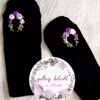 جوراب گلدوزی طرح بهاره بنفش