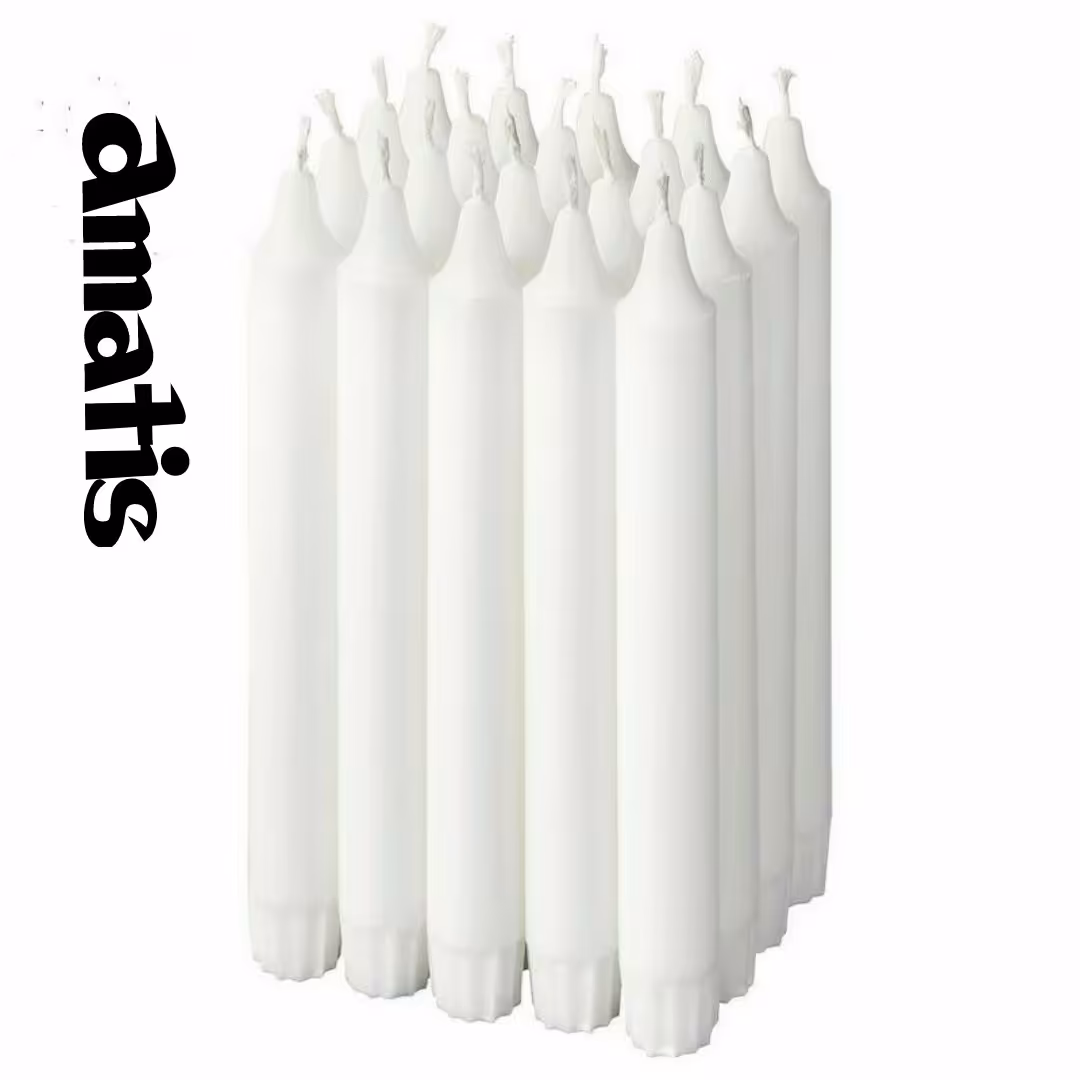 شمع کلیسایی 20 سانت پک 12 تایی وزن بسته 760 گرم زمان سوخت 10 ساعت بدون اشک ودود