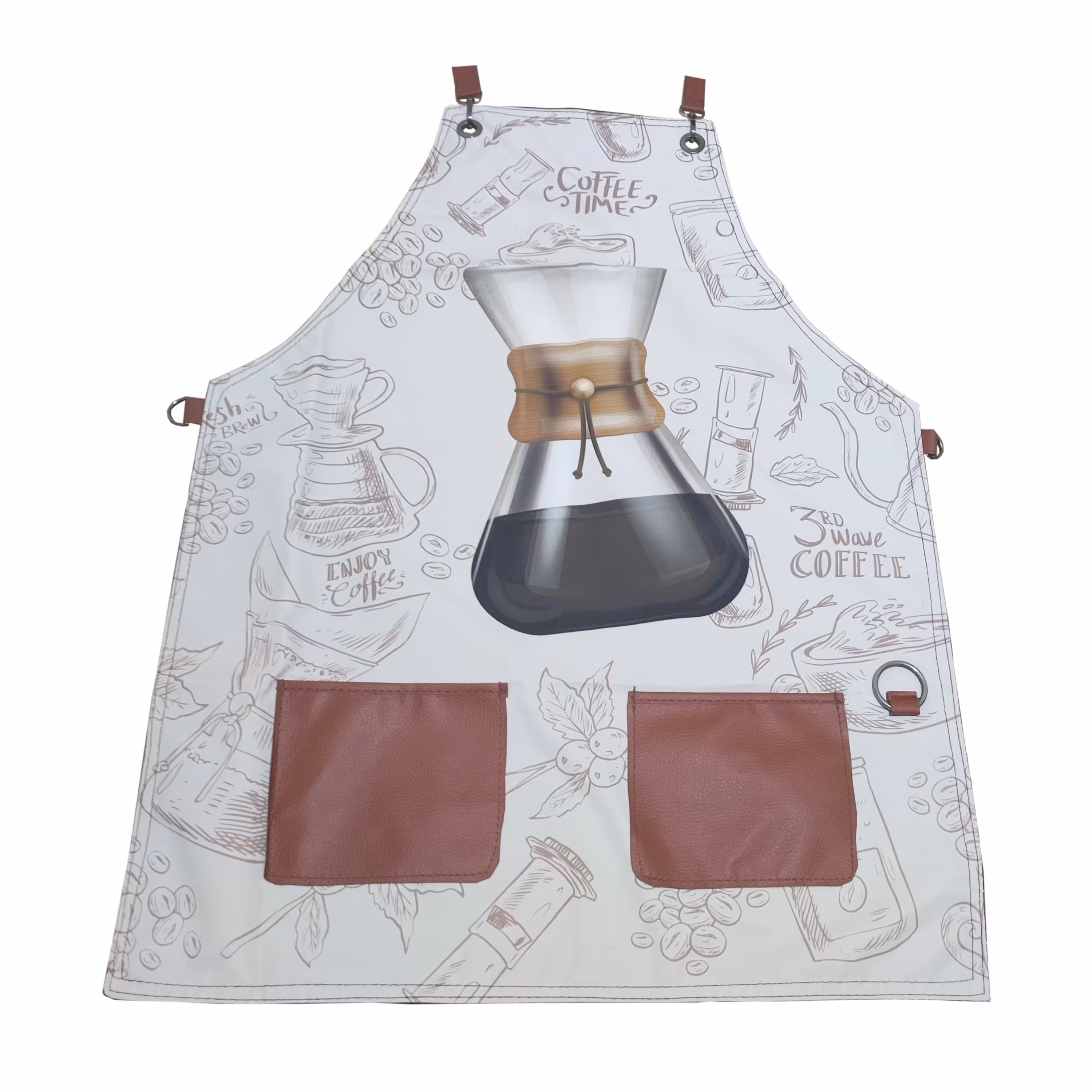 پیش بند باریستا رنگ کرم با کیفیت عالی