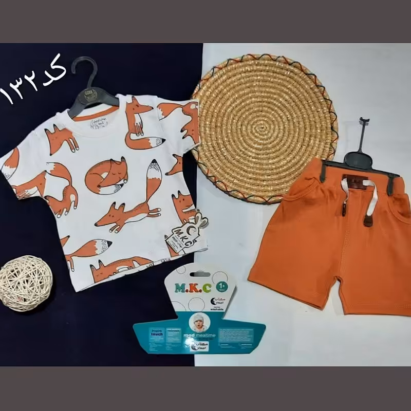 ست تیشرت و شلوارک پسرانه طرح روباه