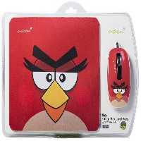 ماوس اپتیکال همراه با ماوس پد اکرون مدل OM299 طرح Angry Birds