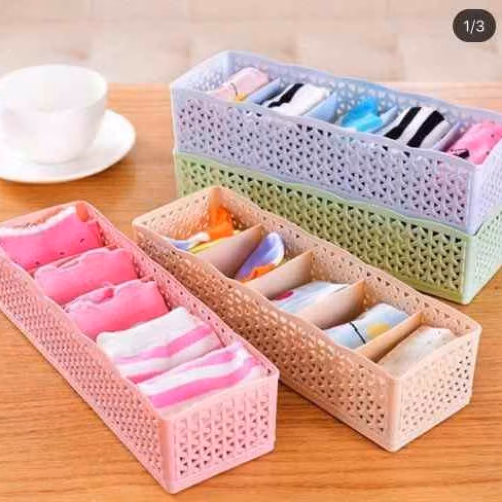 جا جورابی جا لباس زیر و جای لوازم پر کاربردی 5 خانه ترک مشبک حصیری داخل کشو و کمد و دراور و .....
بهترین گزینه برای جمع 