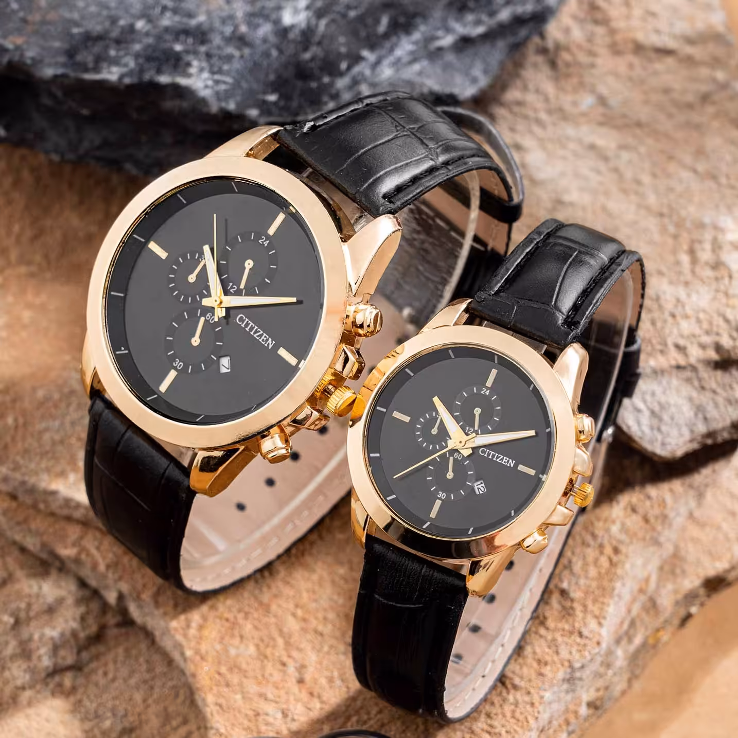 ست ساعت مچی بند چرم Citizen مدل 37574

