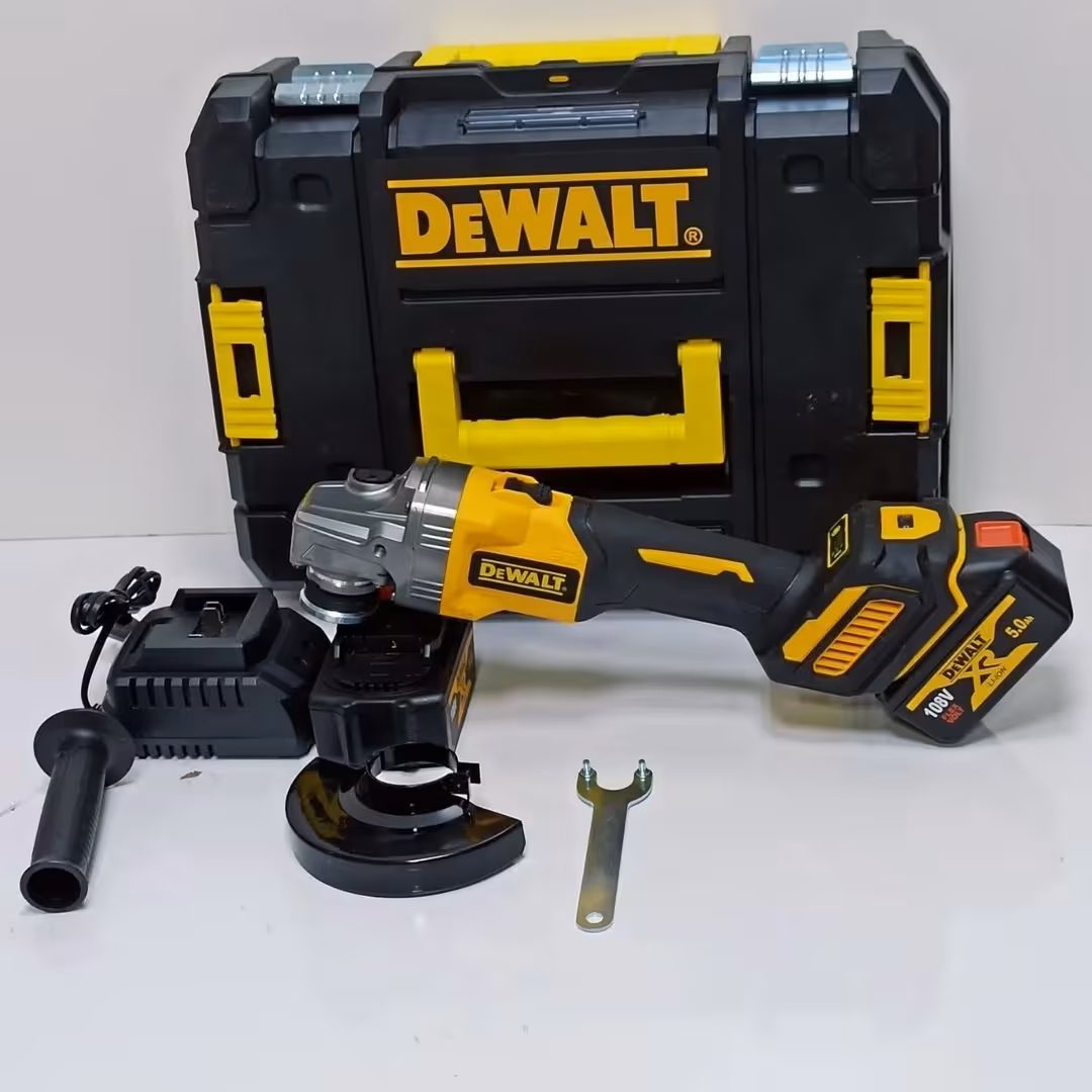 مینی فرز تمام صنعتی دیوالت شارژی 88 ولت دیمردار دو عدد باطری لیتیومی پنج سلولی پنج امپر