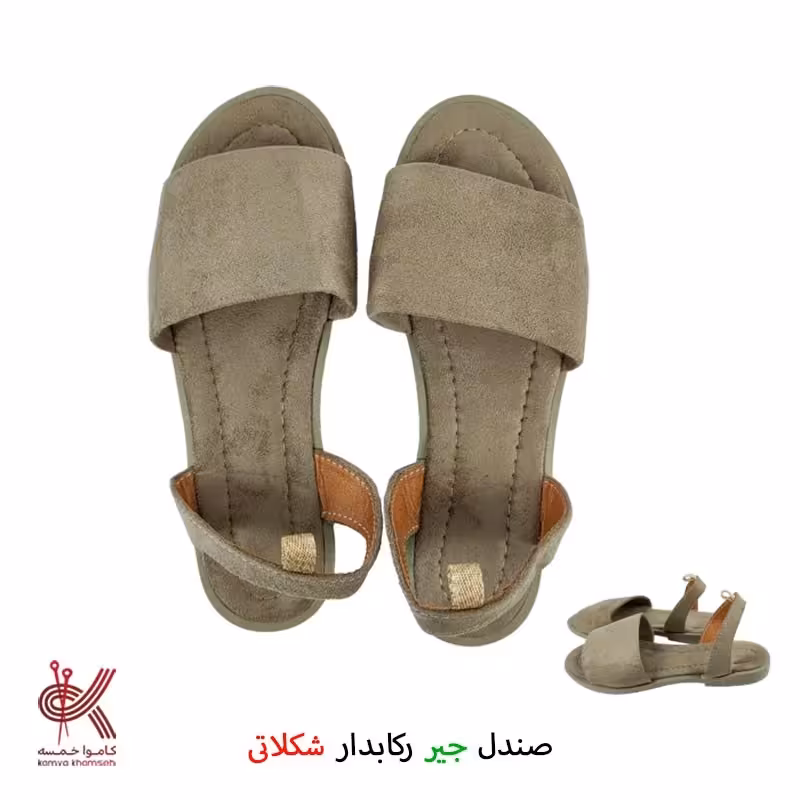 صندل جیر رکابدار زنانه شکلاتی خام مناسب برای تزئین با مکرومه