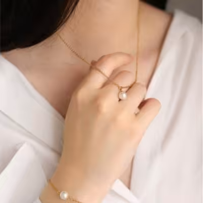 نیمست دستبند و گردنبند مرواریدی