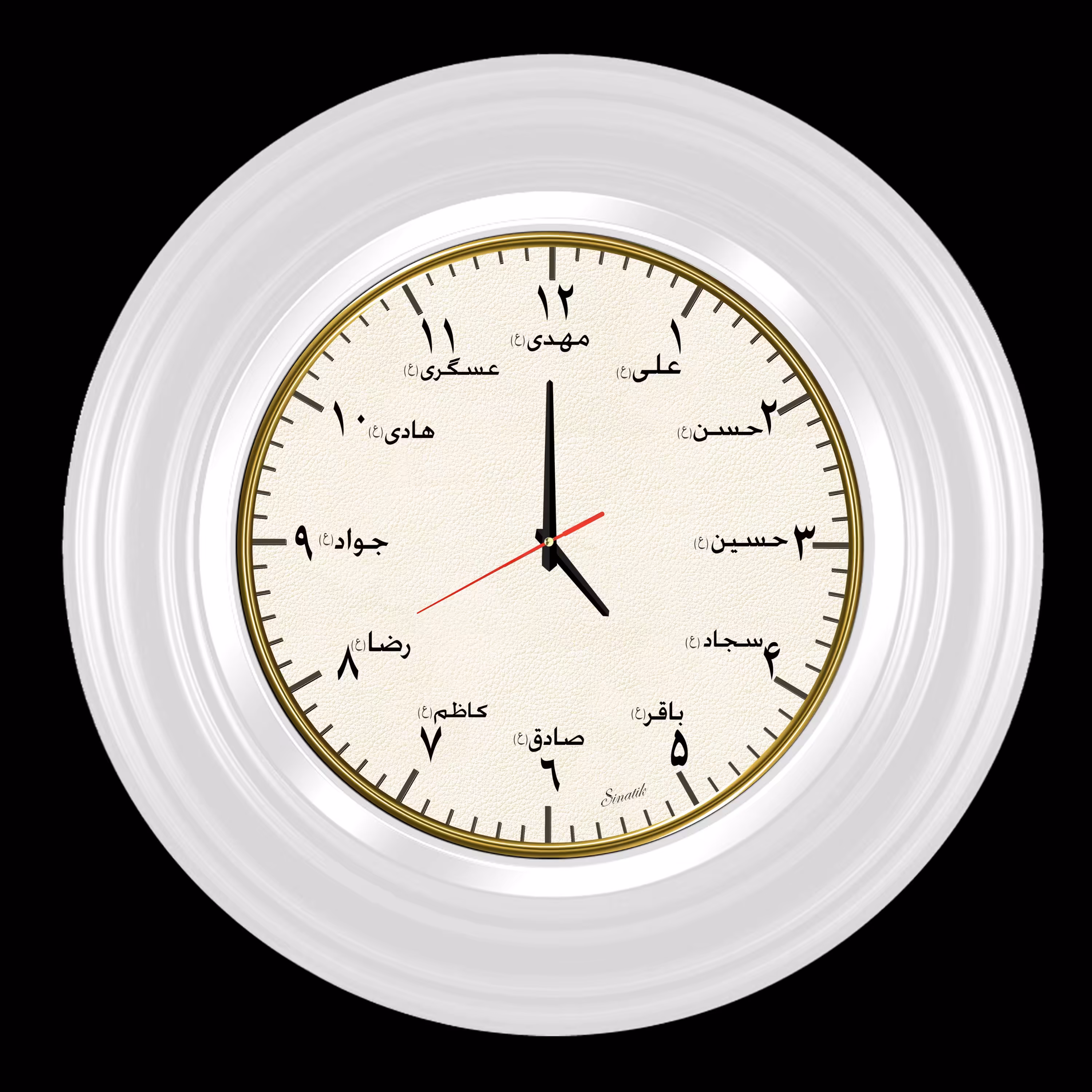 ساعت دیواری امامی طرح سه پله سفید 50 سانت