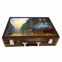 جعبه چوبی مدل چمدان بزرگ طرح پاریس رویایی6