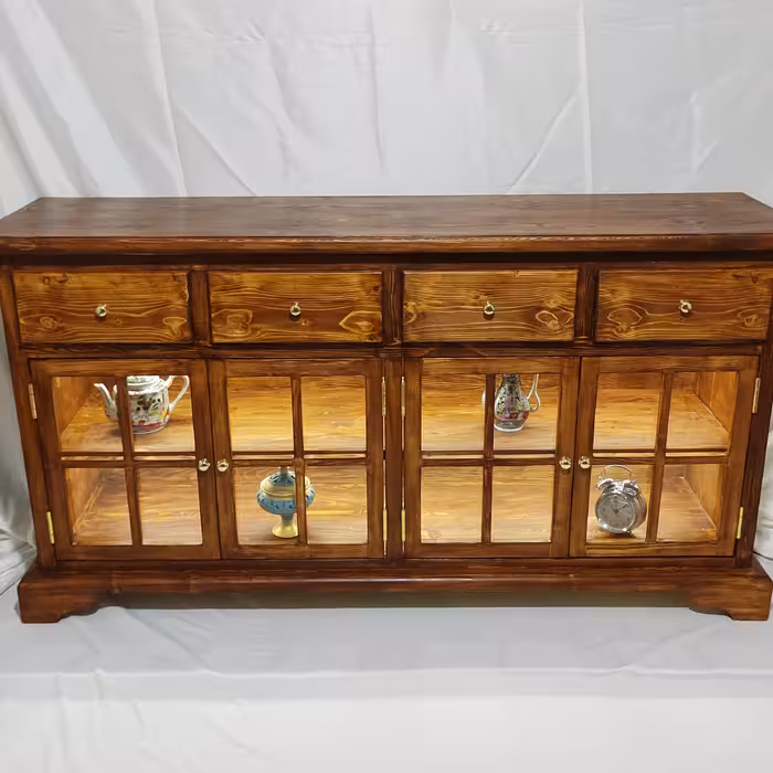 کنسول تمام چوبی با 4کشو و4درب و نور مخفی داخل طبقات 