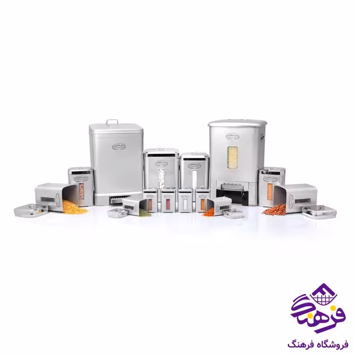 سرويس اشپزخانه جنرال 14پارچه نقره اي درب کروم