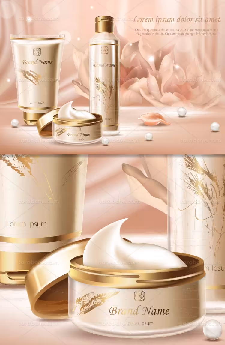 وکتور محصولات آرایشی لوکس | گرافیک با طعم تربچه