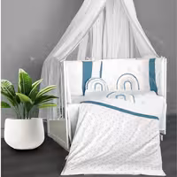 سرویس روتختی نوزاد و کودک پسرانه 8 تکه طرح رنگین کمان سرمه ای شوبیبی Showbaby