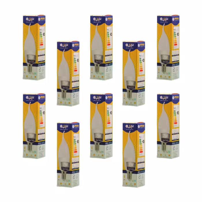 پک 10 تایی لامپ ال ای دی 7 وات اشکی افراتاب سفید طبیعی با پایه E14