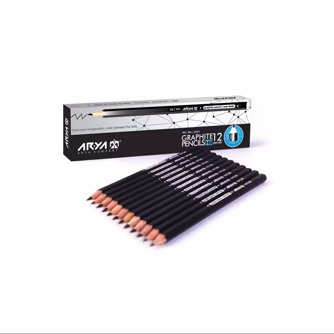 مداد مشکی آریا بسته 12 عددی کیفیت عالی مدل اچ بی