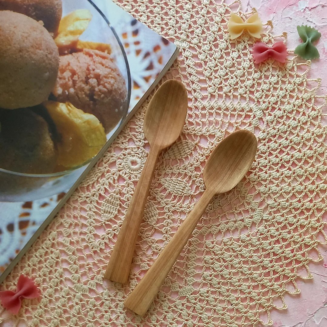 قاشق بستنی خوری چوبی دستساز بارلی 18 سانتی چوب گردو (پک دوتایی) کد bar0109