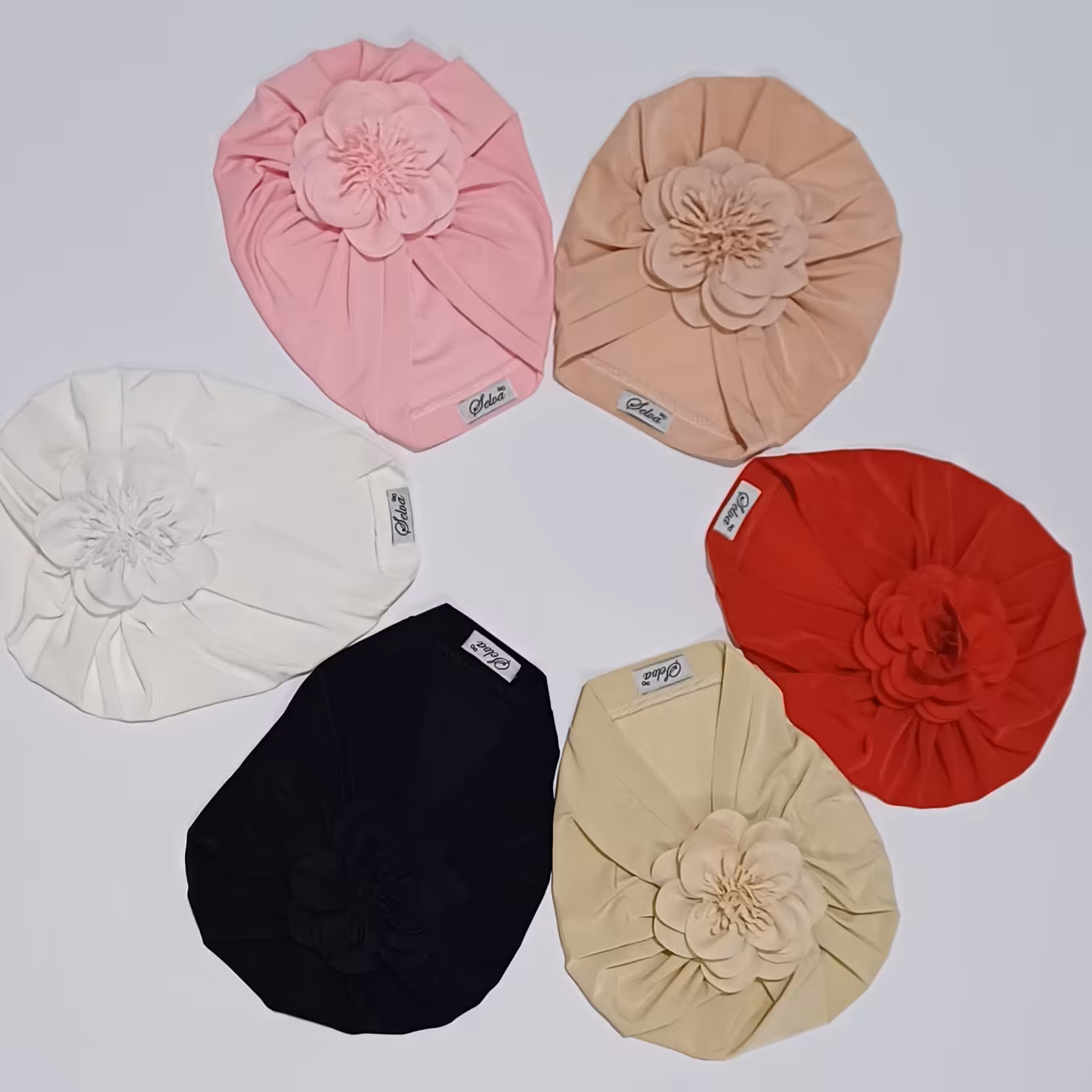 لباس نوزادی دخترانه توربان دخترانه رنگ صورتی قرمز کرمی سفید مشکی شش ماهگی تا دو سال 