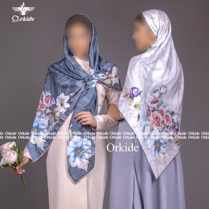روسری نخ ابریشم گارزا دور دست دوز قواره 130