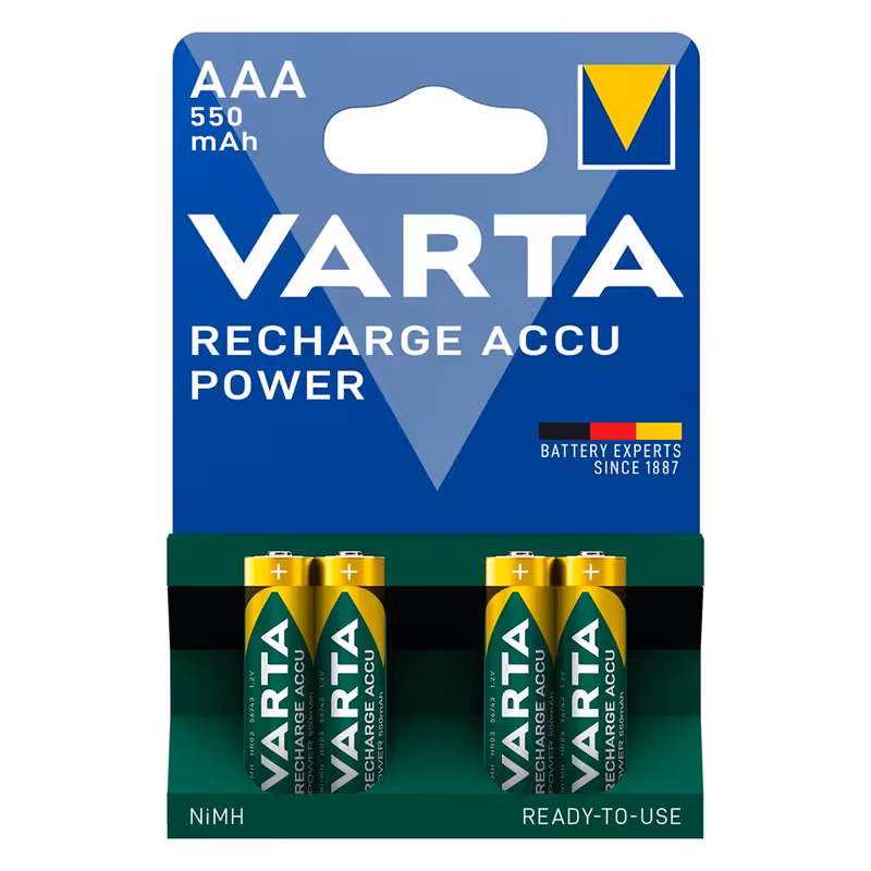 باتری نیم قلمی قابل شارژ وارتا مدل accus 550 بسته چهار عددی