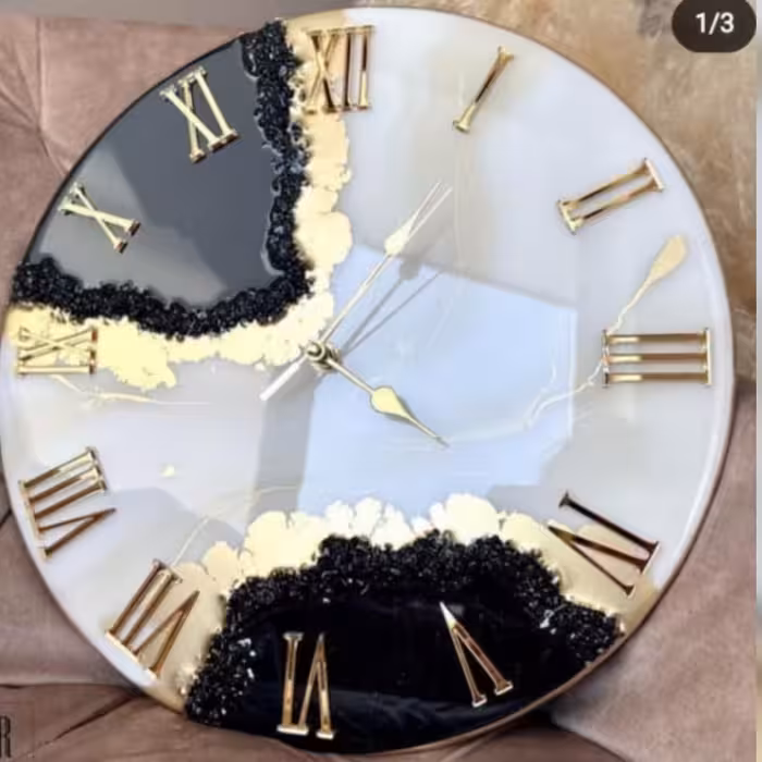 ساعت رزینی مشکی وسفید قطر 40 قابل تغییر رنگ وتغییر اندازه