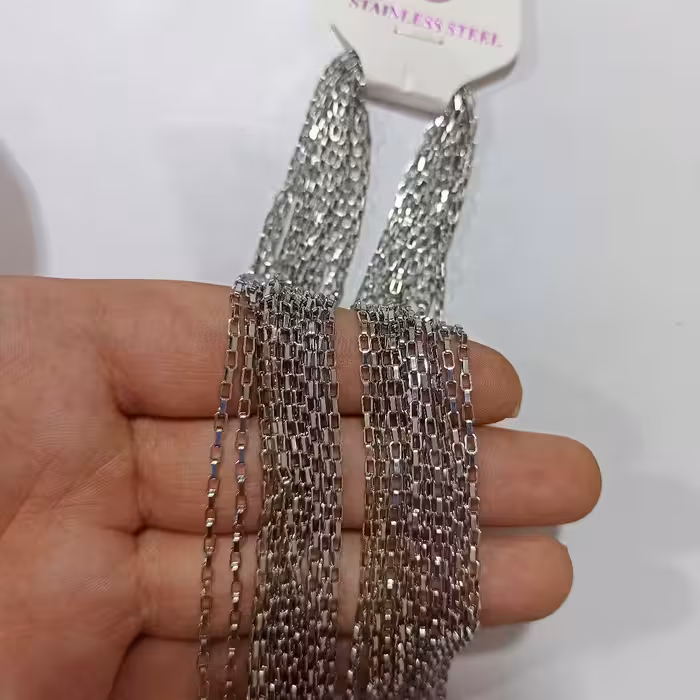 کد300 - زنجیر اجری نقره ای استیل - زنجیر کارتیر ریز - زنجیر کارتیر طلایی - زنجیر کارتیر نقره ای -  کار تیر مردانه  